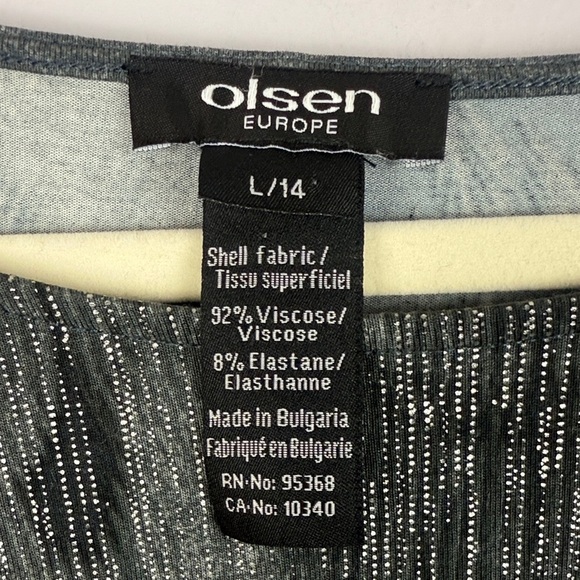 Olsen Europe Elegant Gray Patterned Shimmer Detail Long Sleeve Large Blouse - Picture 3 of 10